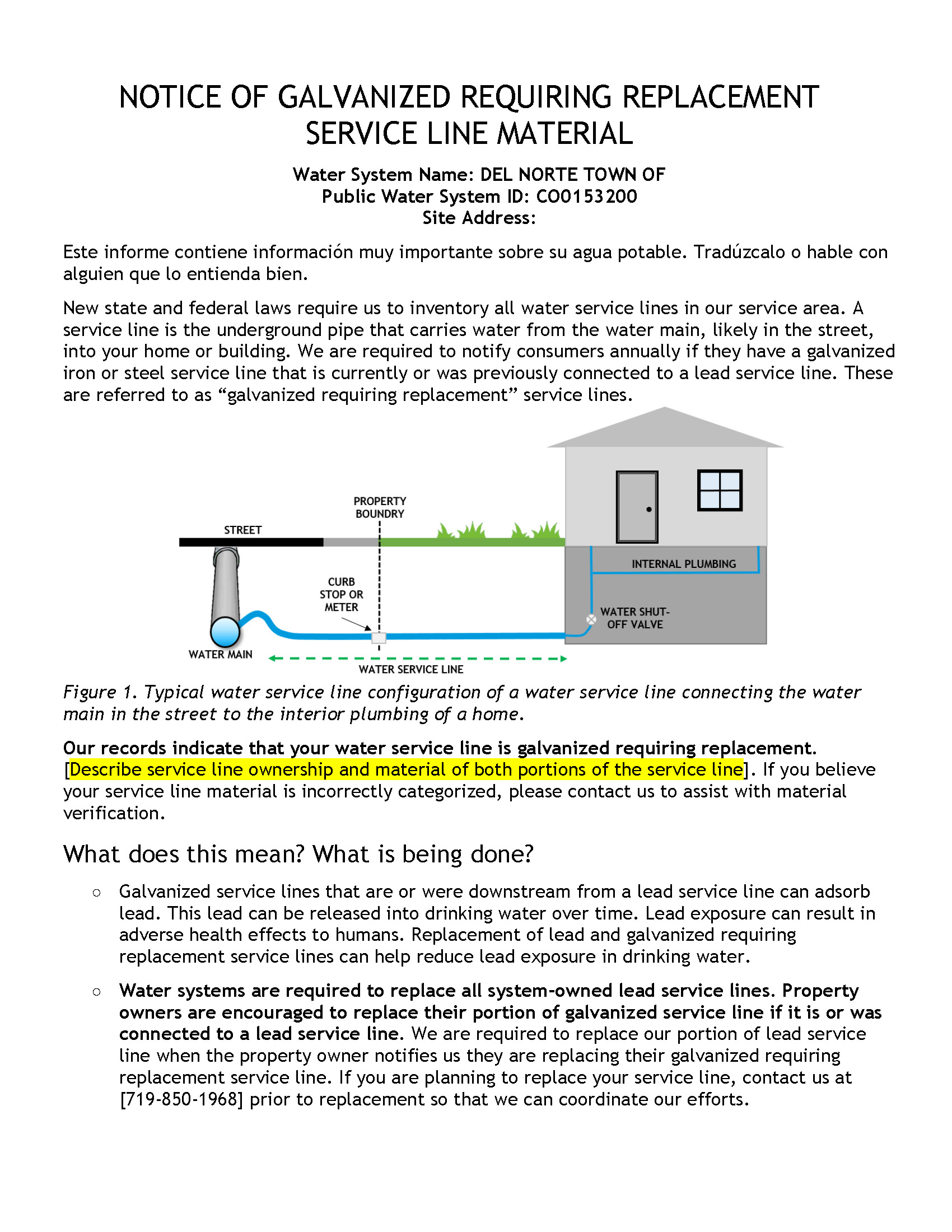 Galvanized Service Line Notice